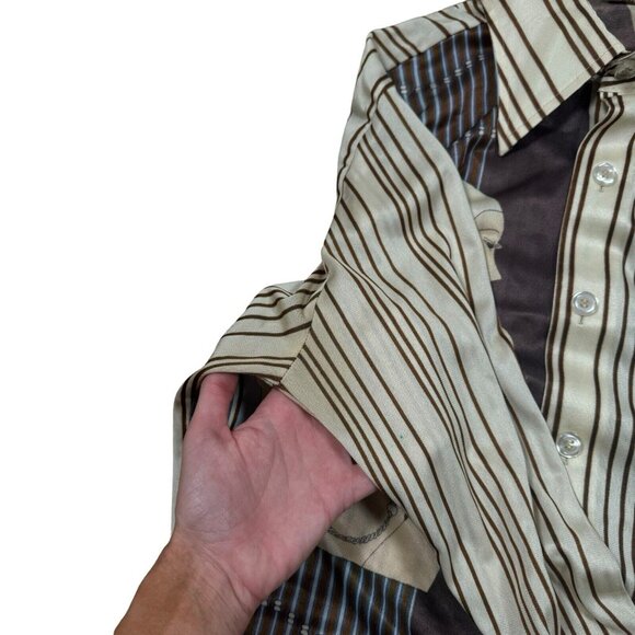 RARE! Vintage 70s 80s Chess King Striped Button Down Shirt Sz‎ L - Picture 4 of 15